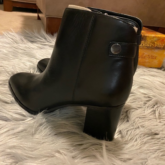 *BRAND NEW* Franco Sarto Black Leather Ilaria Zip-up Ankle Boots / Booties - Picture 4 of 11